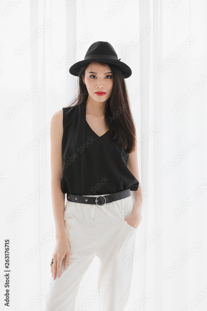 Asian model woman standing and posing..