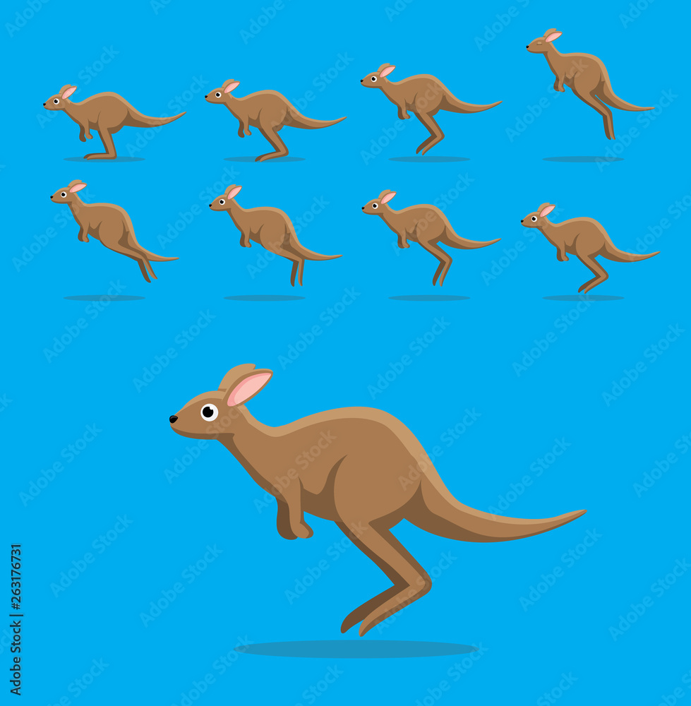 Animal Animation Sequence Cute Kangaroo Jumping Cartoon Vector Stock