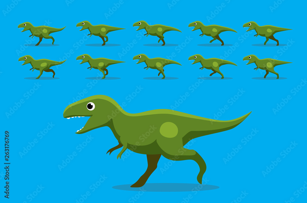 Fototapeta premium Animal Animation Sequence Dinosaur T-Rex Running Cartoon Vector