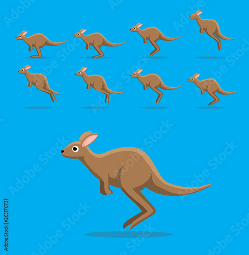 Animal Animation Sequence Cute Kangaroo Jumping Cartoon Vector