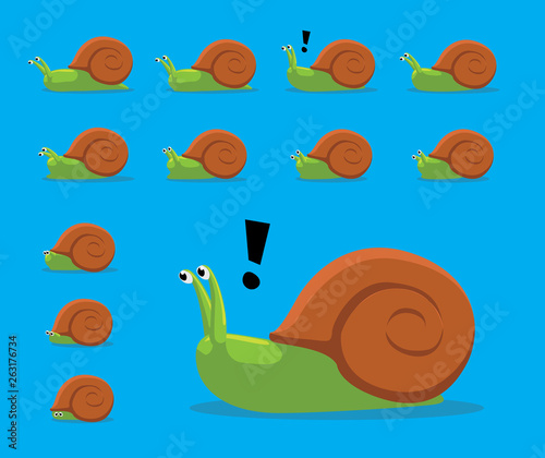 Animal Animation Sequence Snail Shell Hiding Cartoon Vector