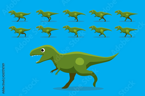 Animal Animation Sequence Dinosaur T-Rex Running Cartoon Vector