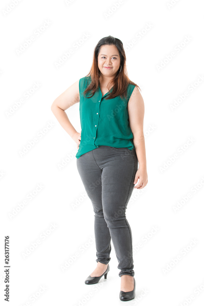 Plump lady in smart casual Plump lady in smart casual