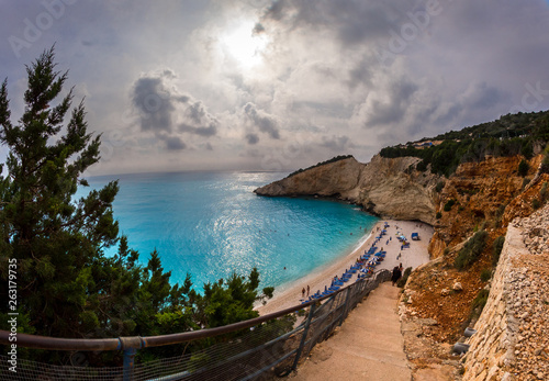 Fototapeta Naklejka Na Ścianę i Meble -  sea before rain in Porto Katsiki Lefkada  island  Greece