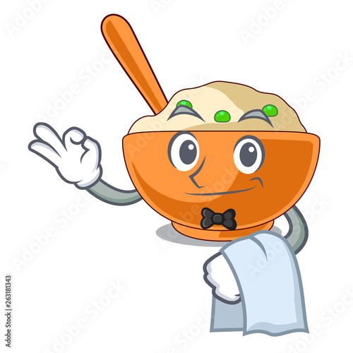 Waiter mashed potato in the shape mascot