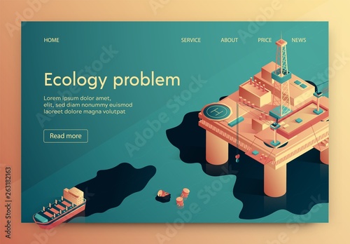 Ecology Problem Vector Illustration Isometric. 