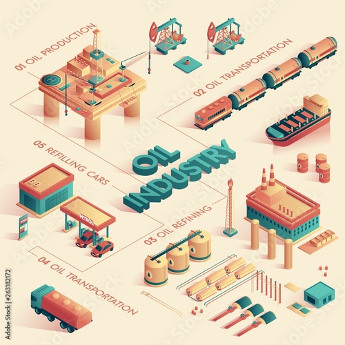 Vector Illustration Oil Industry Isometric 3d.