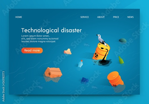 Isometric Illustration Technological Disaster.