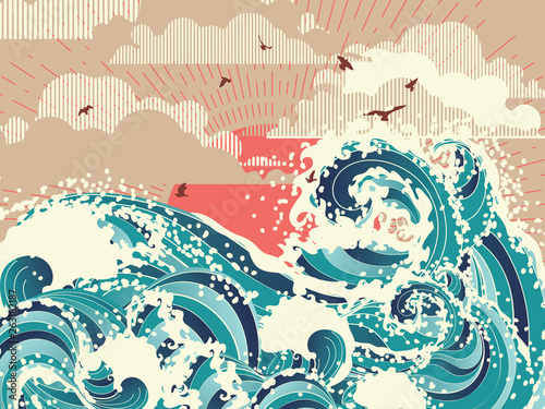 Retro ocean waves
