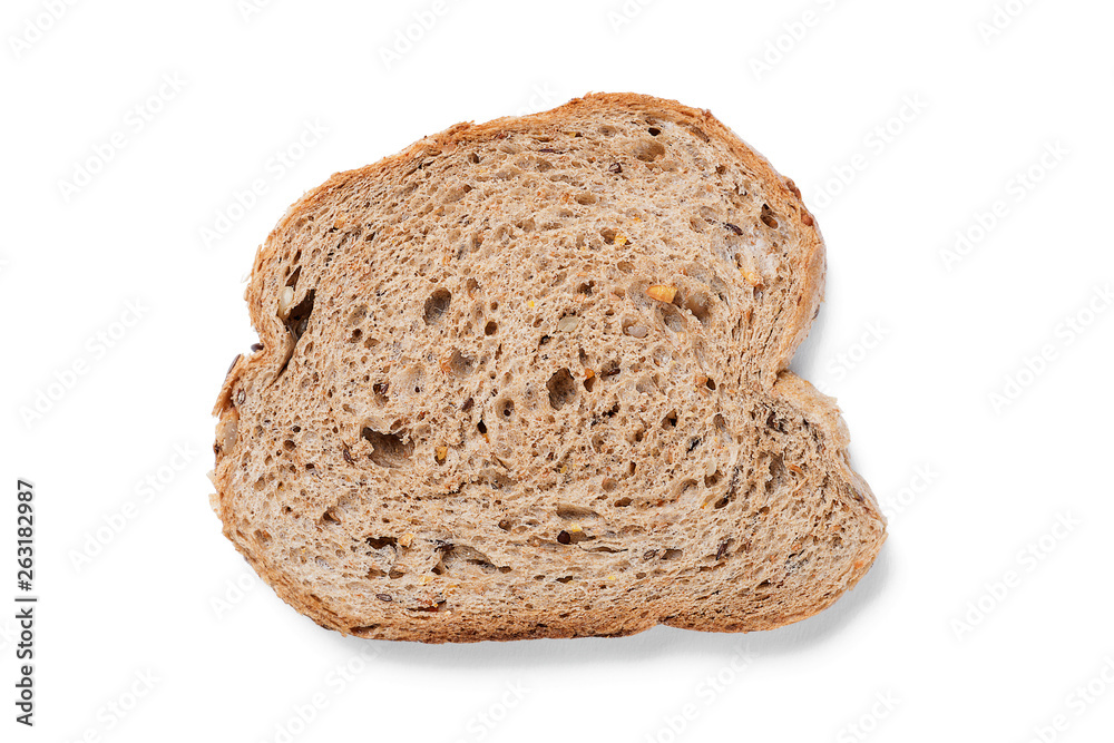 Slice of bread isolated on white background, top view. Slice of bread isolated on white background, top view.