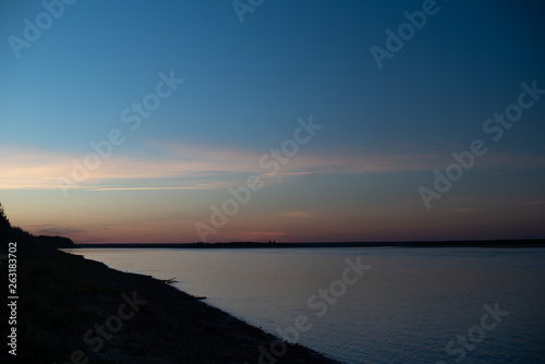 sunset on the river. Summer landscape. picnic © mavrik
