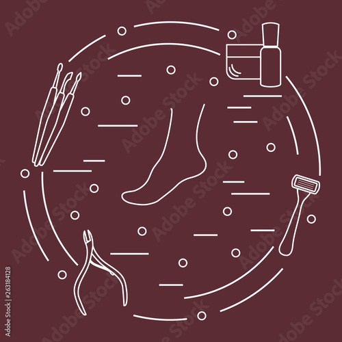 Pedicure tools and products for beauty and care.