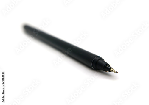Black gel pen for writing isolated on white background.