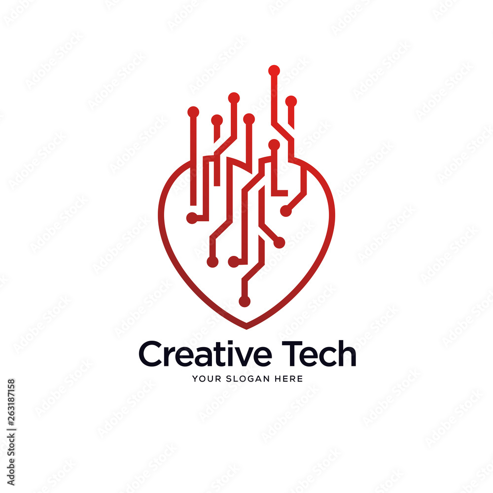 Obraz premium abstract heart logo designs, tech logo designs concept