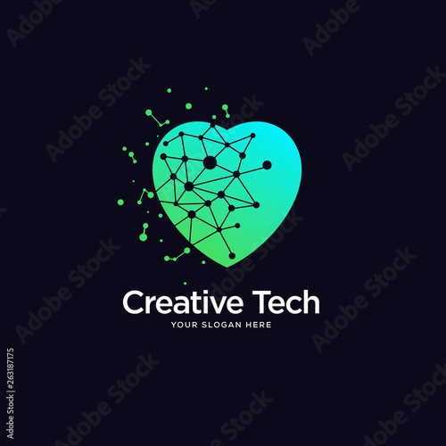 abstract heart logo designs, tech logo designs concept