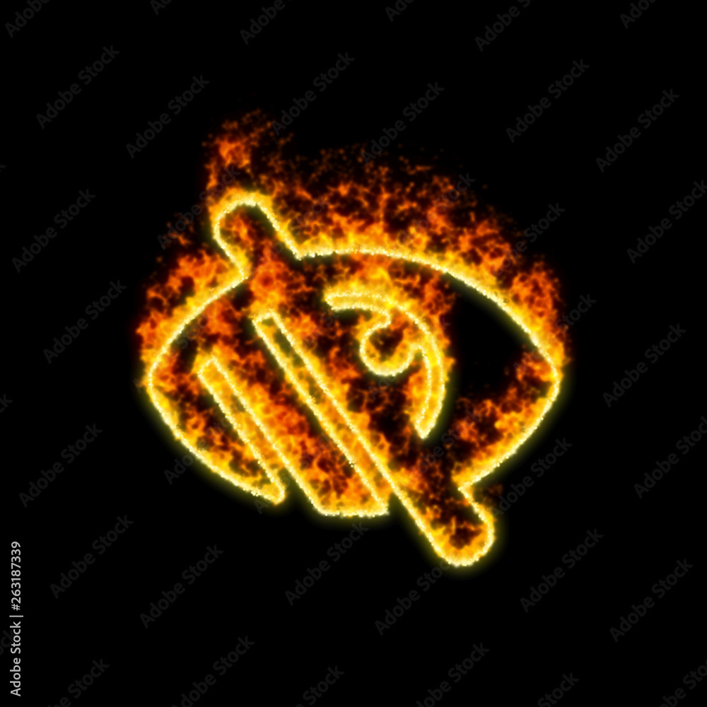 The symbol low vision burns in red fire The symbol low vision burns in red fire