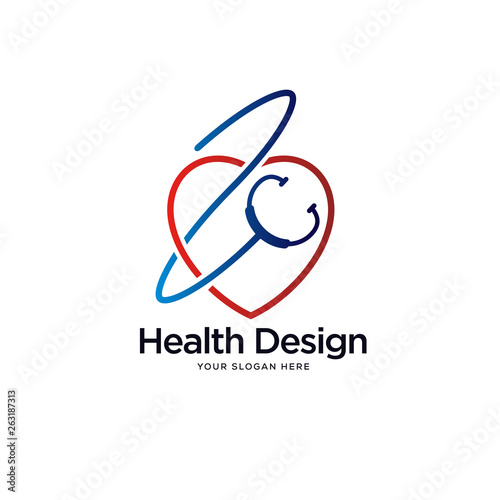 abstract heart logo designs, medical tech logo designs concept
