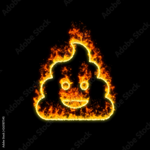 The symbol poo burns in red fire