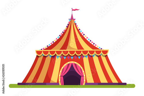 Circus vintage tent flat vector illustration