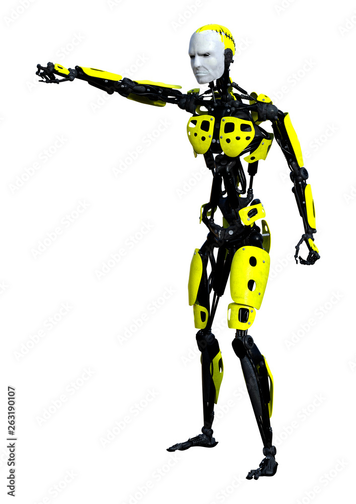 3D Rendering Male Robot on White 3D Rendering Male Robot on White
