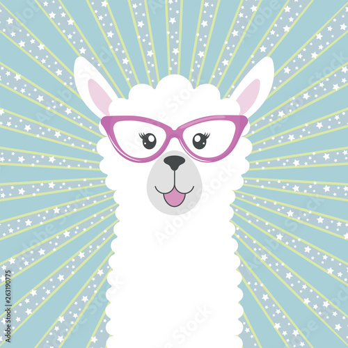 Greeting card cute adorable baby llama. Greeting card.