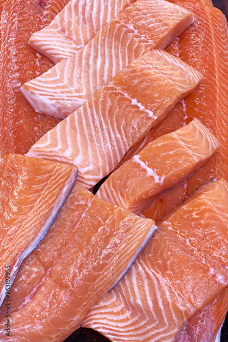 Fresh raw salmon fillets