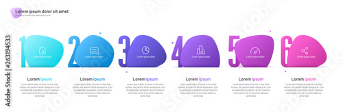 Vector infographic template composed of six numbered abstract shapes