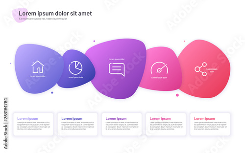 Vector infographic template composed of five abstract shapes