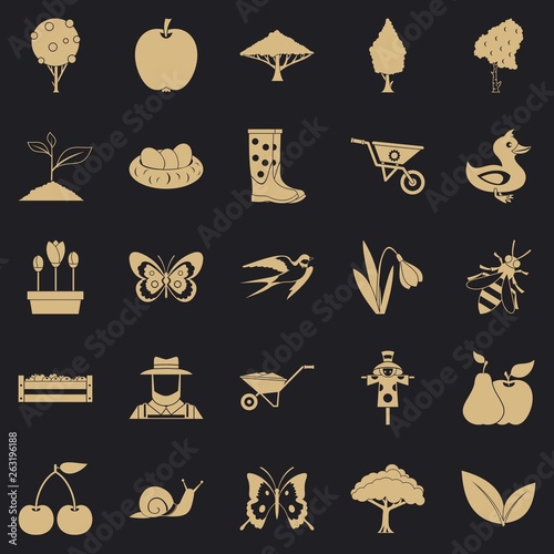 Plant icons set. Simple set of 25 plant vector icons for web for any design