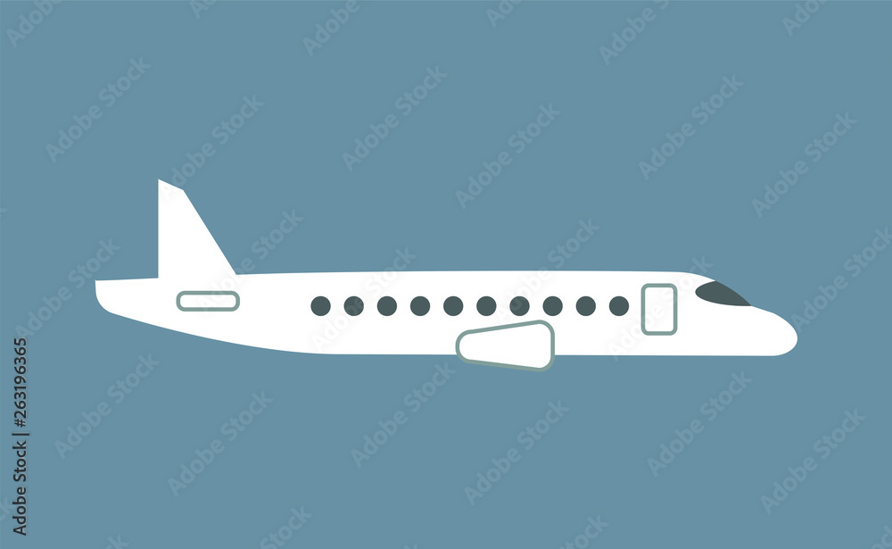 airplane. color vector illustration on blue background
