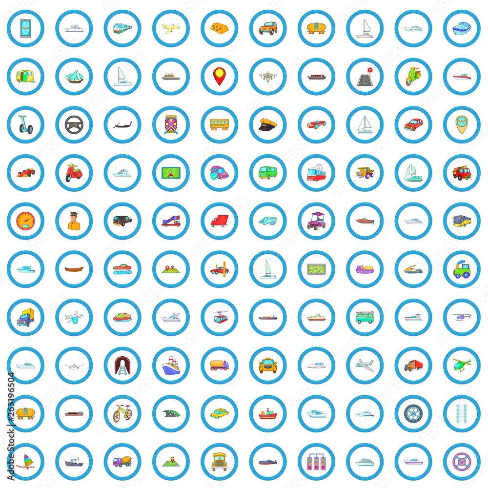 100 transport icons set in cartoon style for any design vector illustration 100 transport icons set in cartoon style for any design vector illustration