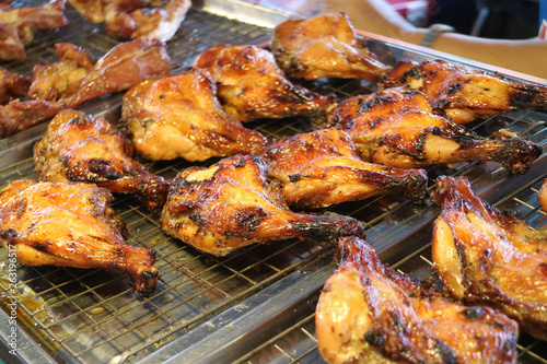 delicious look of grilled Chicken on tray in market
