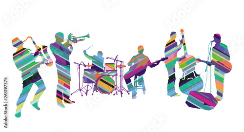 Musikgruppe in leuchtende Farben