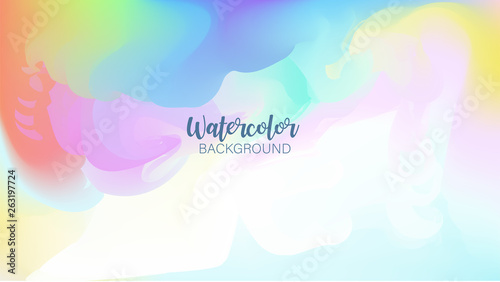 Pastel watercolor backdrop.  Fashion background. Watercolor brush strokes. Creative illustration. Artistic color palette. Vector illustration.
