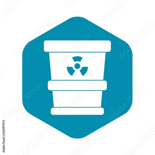 Trashcan containing radioactive waste icon. Simple illustration of trashcan containing radioactive waste vector icon for web