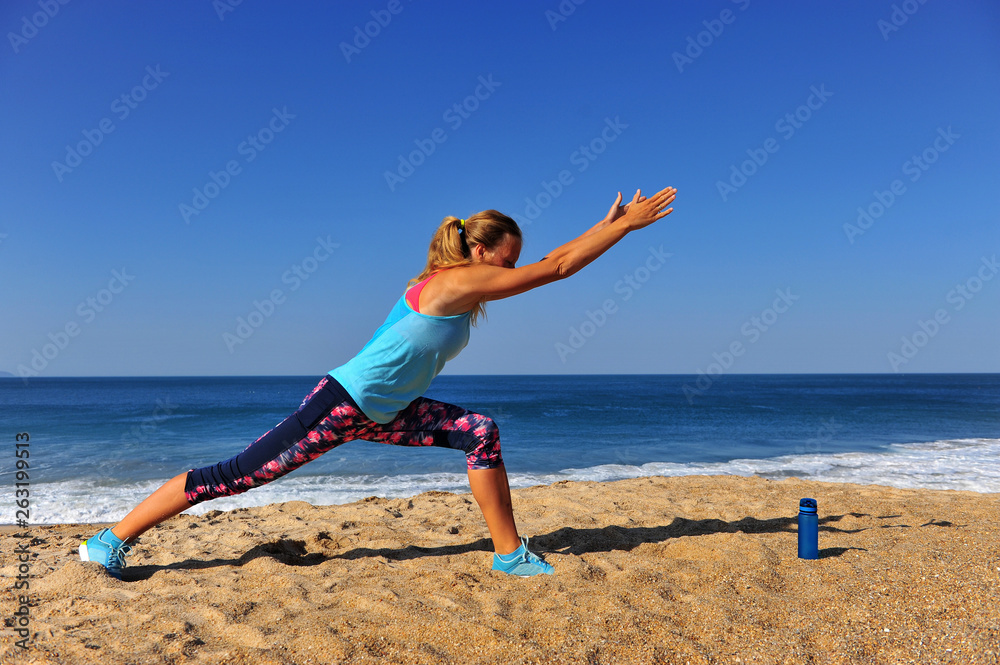 Young woman and stretching in the morning Young woman and stretching in the morning