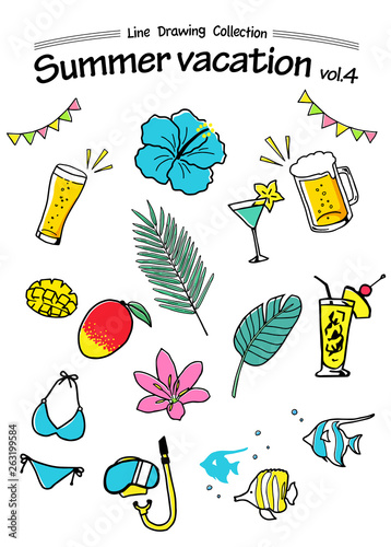 Summer vacation 4 -Line Drawing Collection (color)-