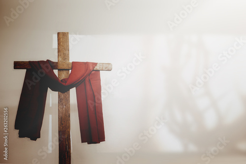 soft focus of cross in light with copy space.Good friday and Easter concept.