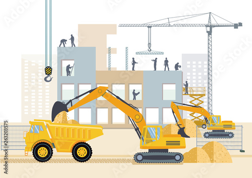 Handwerker auf der Baustelle beim aufbauen