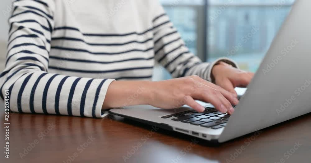 Woman use of computer at home Woman use of computer at home