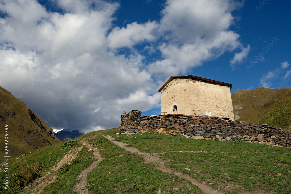  Old church in the mountains of Svaneti in Ushguli Georgia