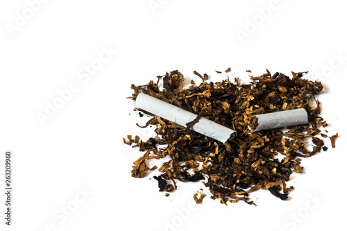 tobacco and  broken cigarette