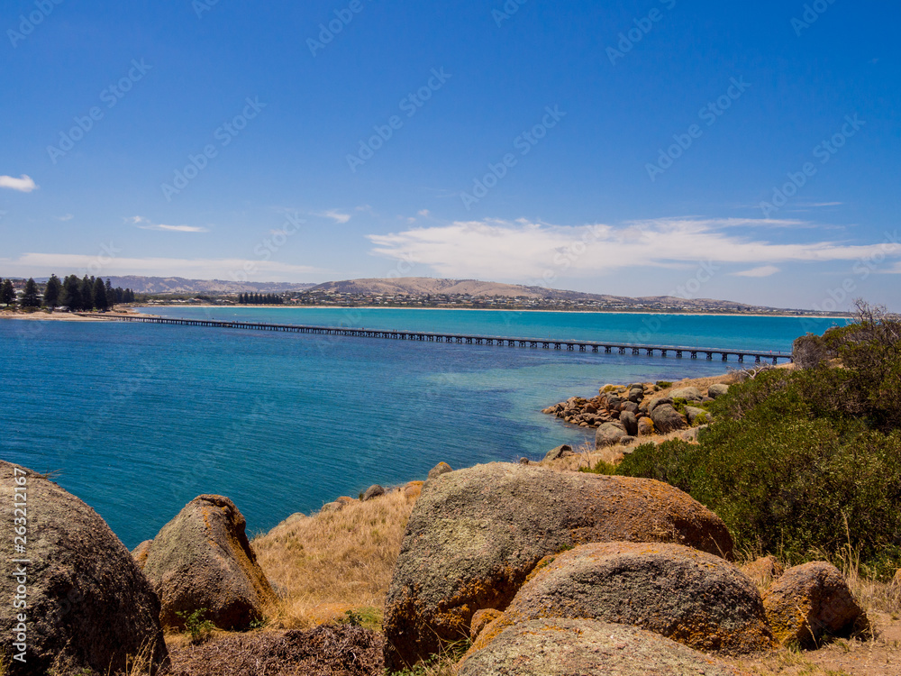 Bridge connecting granite island to victor harbour, south australia