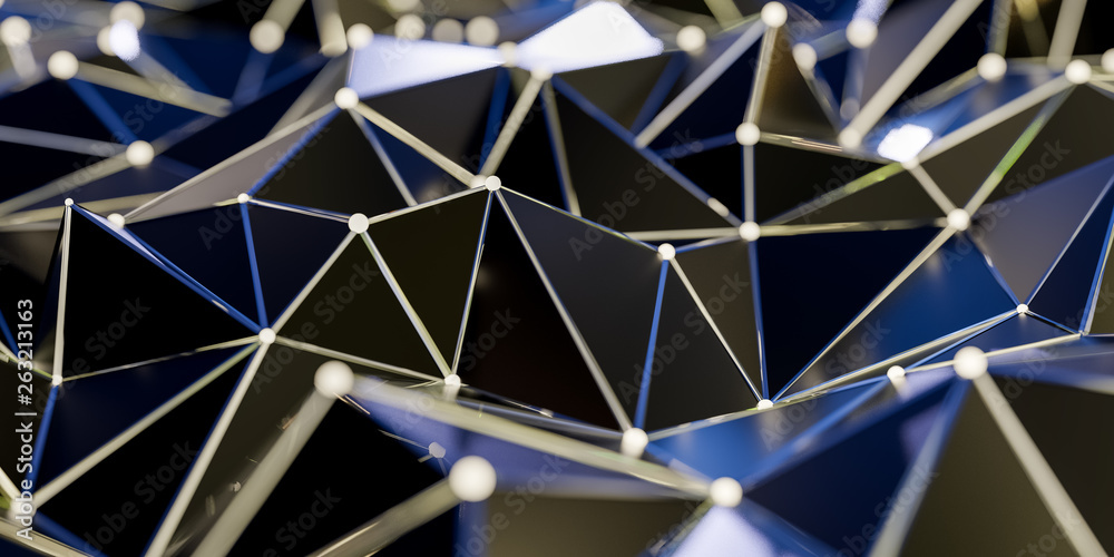 Fototapeta premium Abstract connection structure with connecting dots and lines - 3d rendering