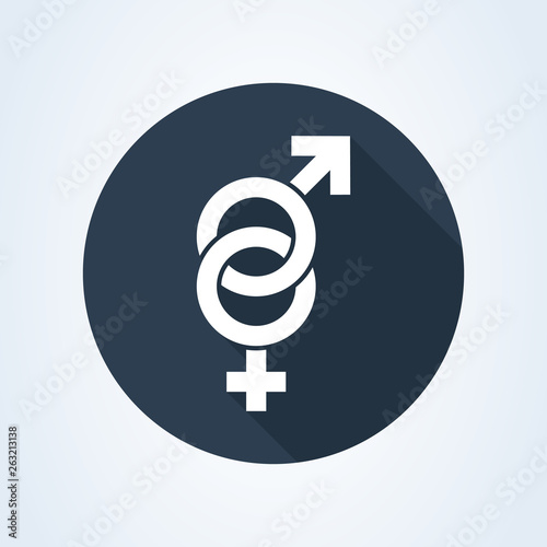Heterosexual gender symbol icon vector, male and female flat sign, solid pictogram isolated on white