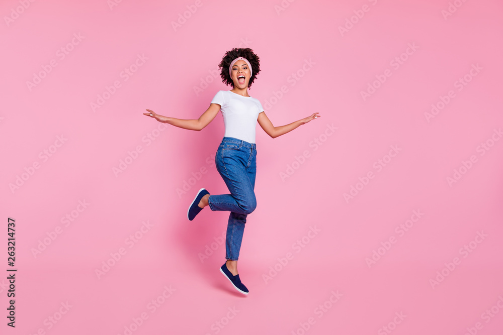 Full length body size view portrait of her she nice-looking adorable attractive winsome lovely fit thin slim cheerful carefree wavy-haired girl scarf strolling isolated over pink background Full length body size view portrait of her she nice-looking adorable attractive winsome lovely fit thin slim cheerful carefree wavy-haired girl scarf strolling isolated over pink background