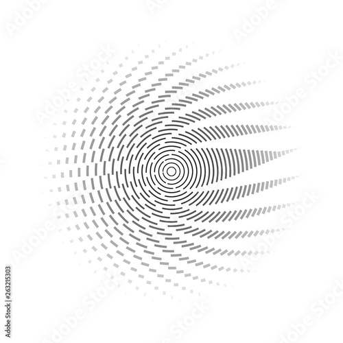 Round wireframe a grid of lines and stripes on a white background Polygon circle pattern design element Abstract graphic round grid of radial lines Modern cyber technology geometric background Vector