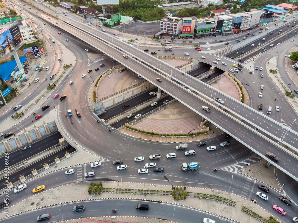 Roundabout city traffic road with vehicle movement hurry up Roundabout city traffic road with vehicle movement hurry up