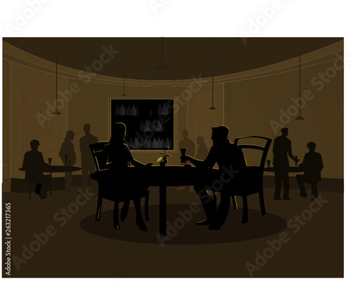 Silhouette Couple Restaurant