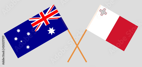 Australia and Malta. The Australian and Maltese flags. Official colors. Correct proportion. Vector